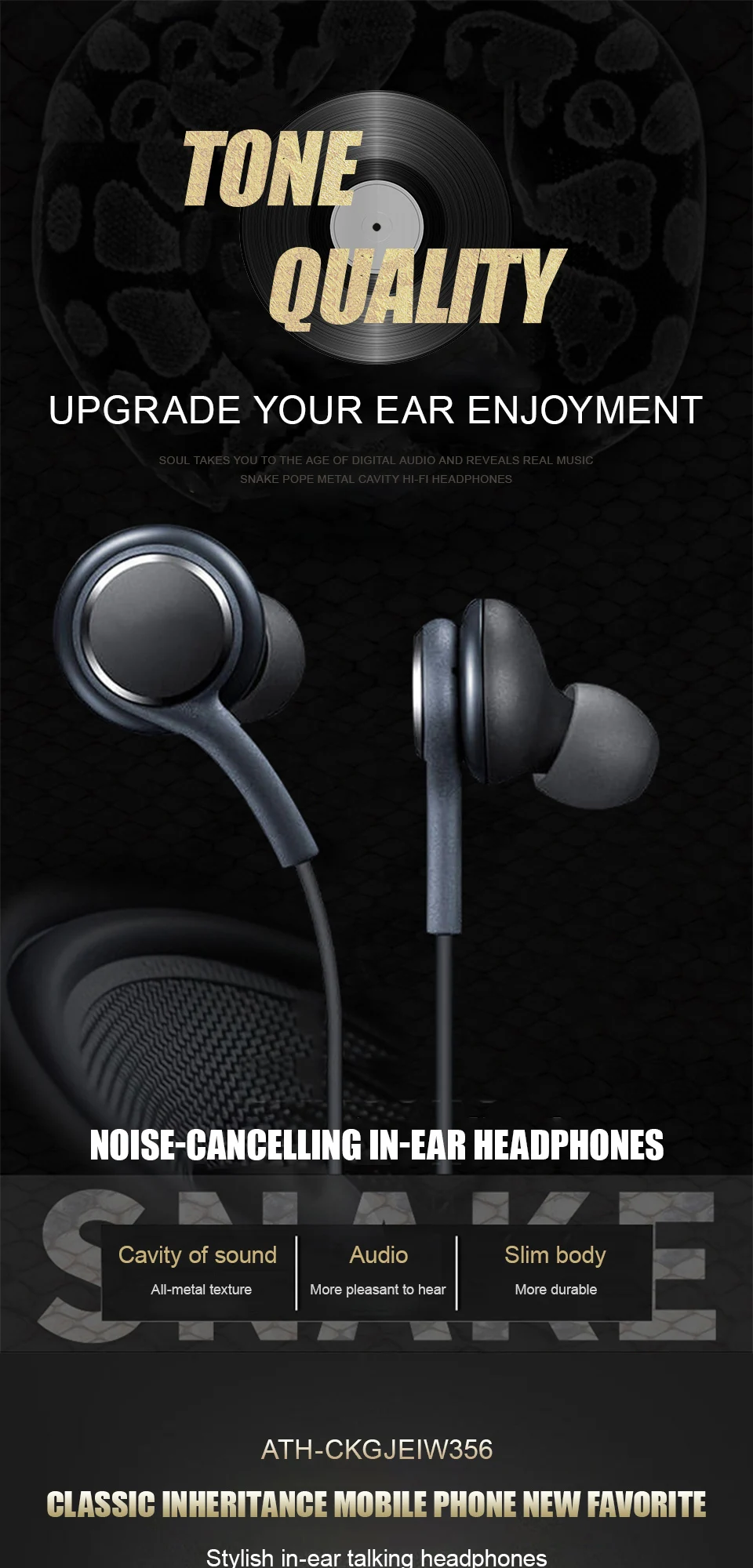 Audiophile Headphone Wired - 안드로이드 스마트폰용 3.5mm 유선 이어폰, Type-C