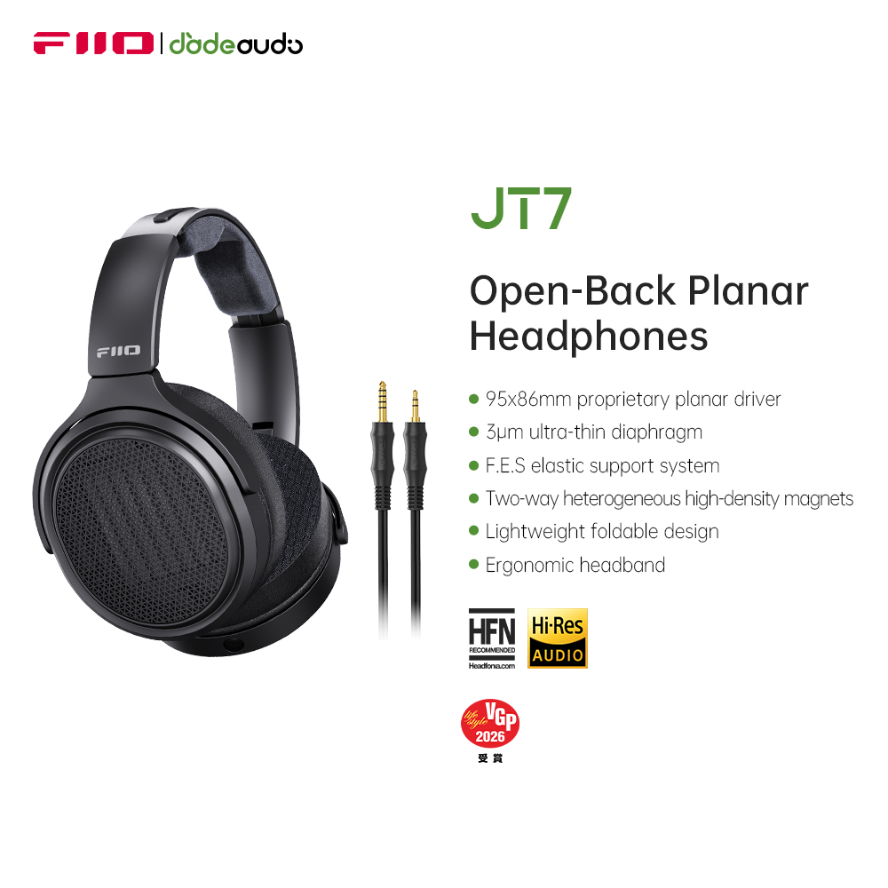 Audiophile Headphone Wired - FiiO JT7 오버이어 평면형 마그네틱 오디오파일