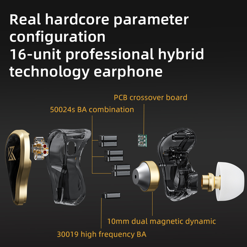 KZ ZAS 금속 유선 이어폰 16 유닛 하이브리드 기 - Audiophile Headphone Wired 리뷰 및 가격